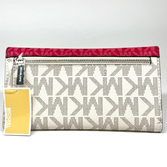 Michael Kors Large Jet Set Travel Logo Trifold Wallet - Dark Raspberry Multi - Picture 5 of 7